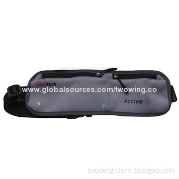 Neoprene waist bag with 2 pouch, suitable for passport, cell phone and accessories